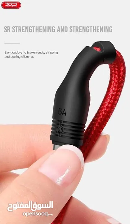 وصله usb كابل شحن سريع بقدره 5.0 امبير وصلة سريعه طول متر مقاومه للقطع او الاهتراء طبقه خارجيه كتان