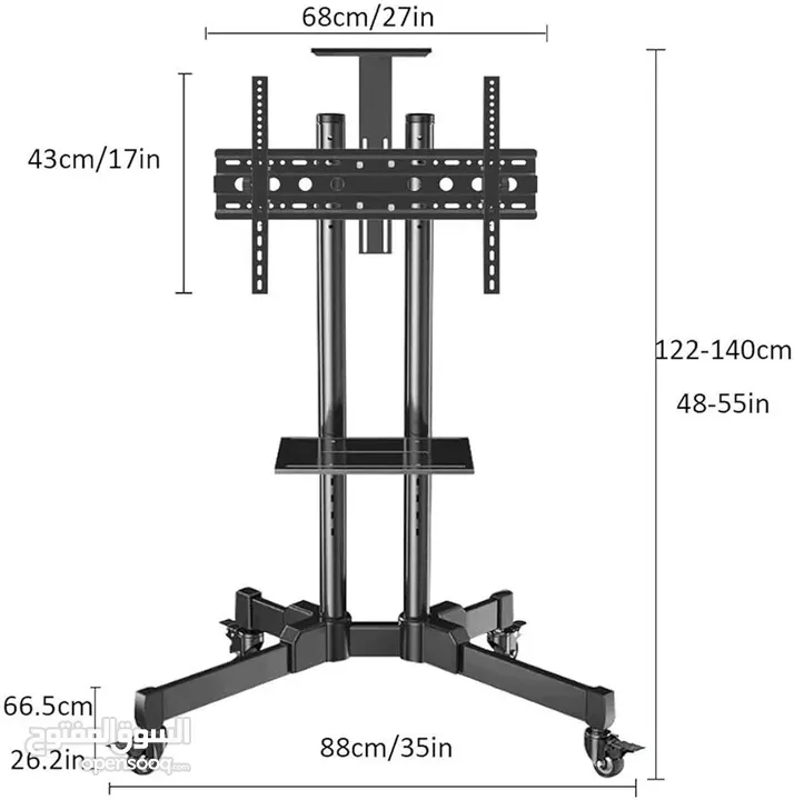 حامل تليفزيون مناسب لشاشة LCD وLED وبتقدر تعدّل ارتفاع الشاشة وزاوية المشاهدة  لفتره