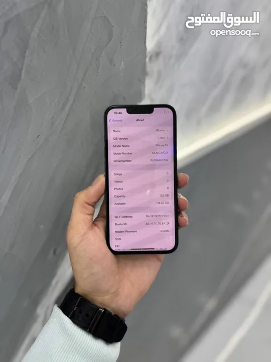 ايفون 13 128 جيجا لون اسىود مميز نسبة البطارية 88/87%