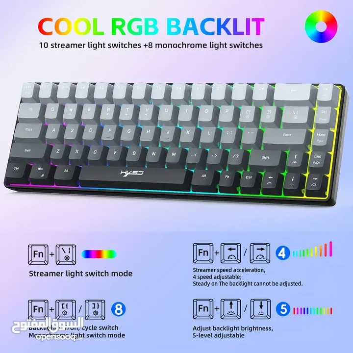 لوحة مفاتيح جيمينج سلكية HXSJ خصم!!!! من 99 ل 80