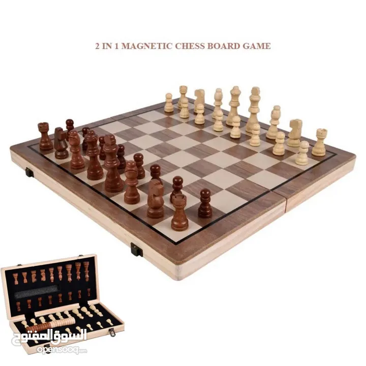 لعبة شطرنج خشب 2 في واحد
