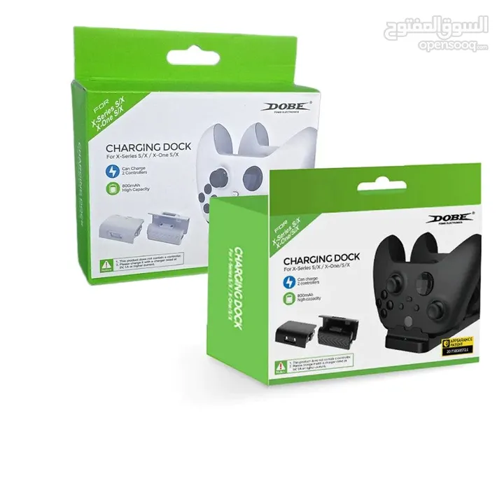 ستاند شحن يدين اكس بوكس مع بطاريات شحن DOBE Xbox Controller Dual Charging Dock TYX-532X