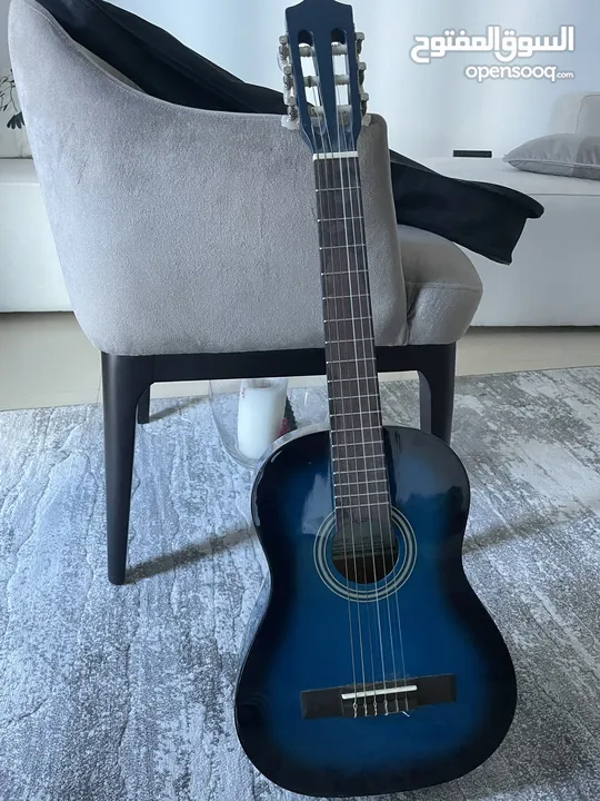 Beautiful blue guitar