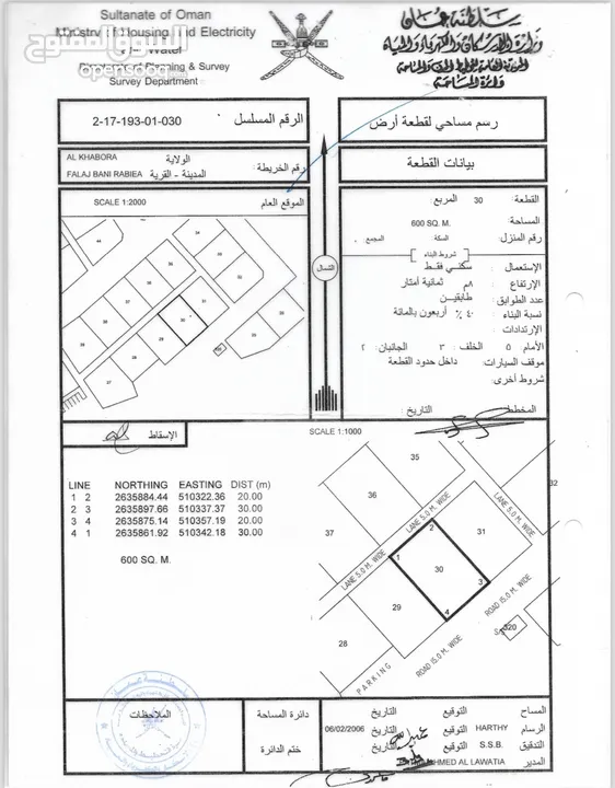 أرض سكنية بقرية فلج بني ربيعة ولاية الخابورة