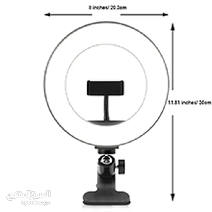 Creatck 8" LED Ring Light, Dimmable Ring Light with Clamp, 3 Color Modes & 10 Brightness Selfie Desk