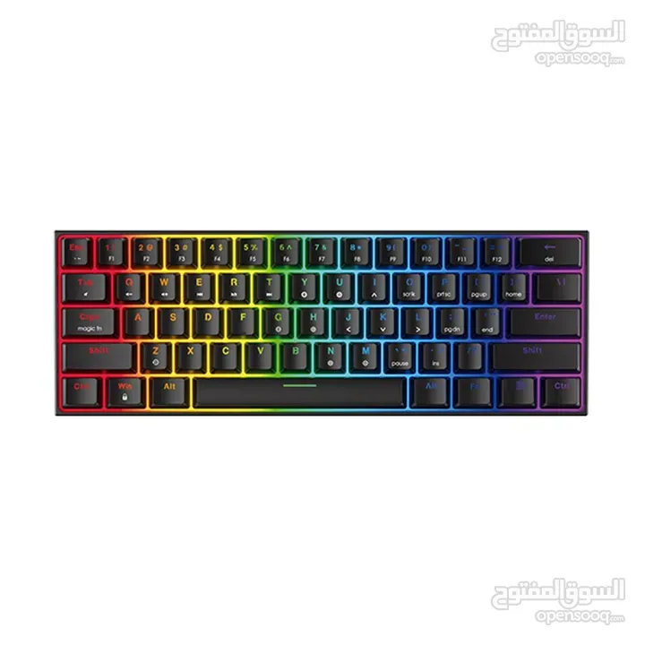 كيبورد جيمنج سلكي ميكانيكي ملون FANTECH MAXFIT 61 - 60% RGB MECHANICAL GAMING KEYBOARD BLUE SWITCH