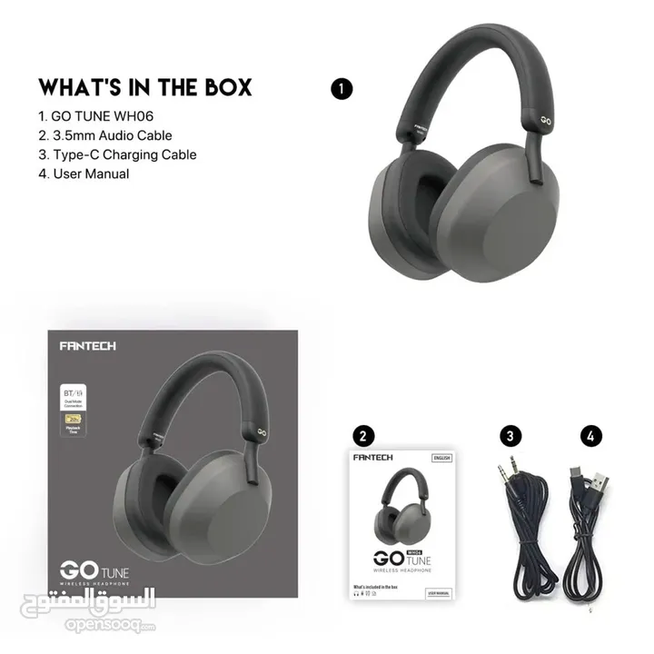 Fantech Bluetooth Dual Mode Headset Wireless GO Tune WH06 سماعات بلوتوث أنيقة بسعر مميز
