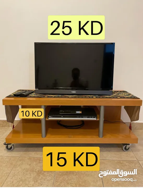 Refrigerator + TV + TV Table + Receiver & DVD Player + Sofa