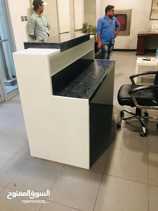 كونترات استقبال ومغاسل كوريان رخام صناعي  Reception counter  and kitchen