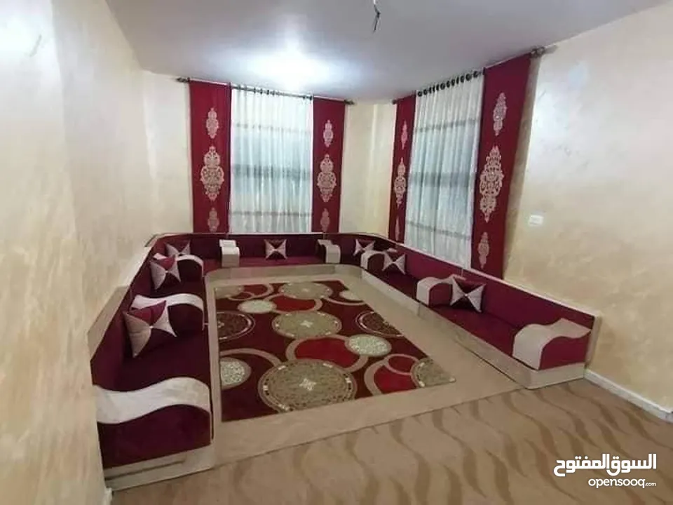 فراش عربي  جديد تفصيل 6 فرشات و6 مراكي و6 مساند اسفنج سكني ضغط 14 فقط