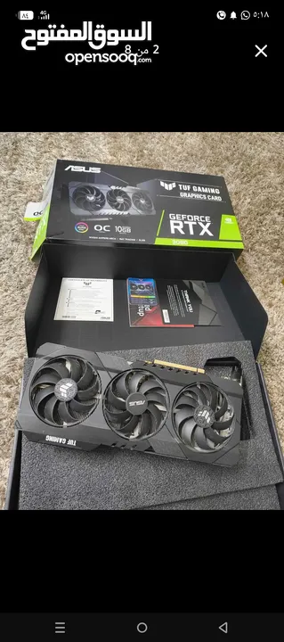 كرت شاشة من شركة اسوس عالية الجودة rtx 3080  من اقوى النسخ من كروت نفيديا  نسخة عالية القوة و الجودة
