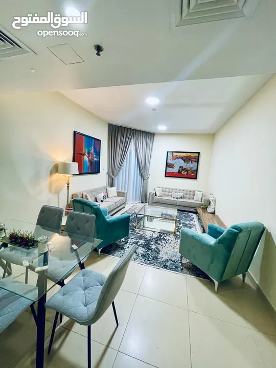 3غرفة وصالة وغرفة فرش فندقي الشارقة  للايجار الشهرى 1bedroom full furnished hotel in Sharjah