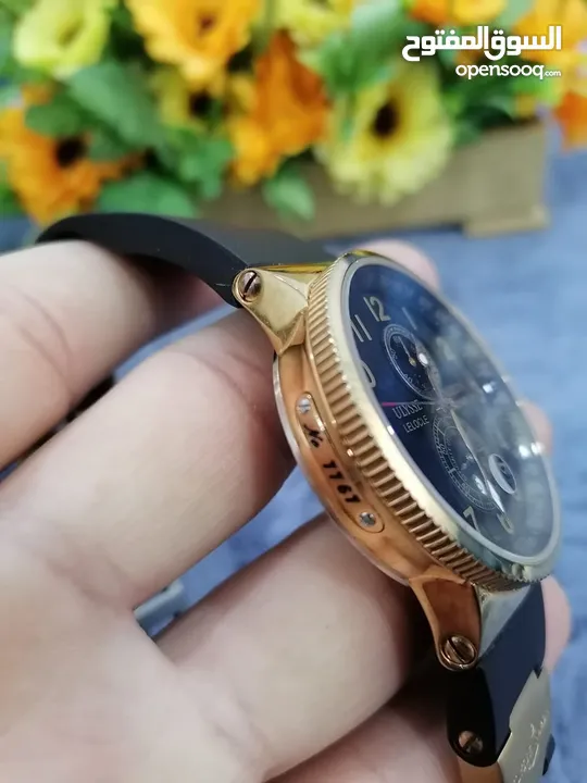 #ULYSSE_NARDIN اليس ناردين كوارتر كواليتي عالي جدا ماكنه ياباني اصلي  لومينوس شباك للتاريخ كرونو قرا