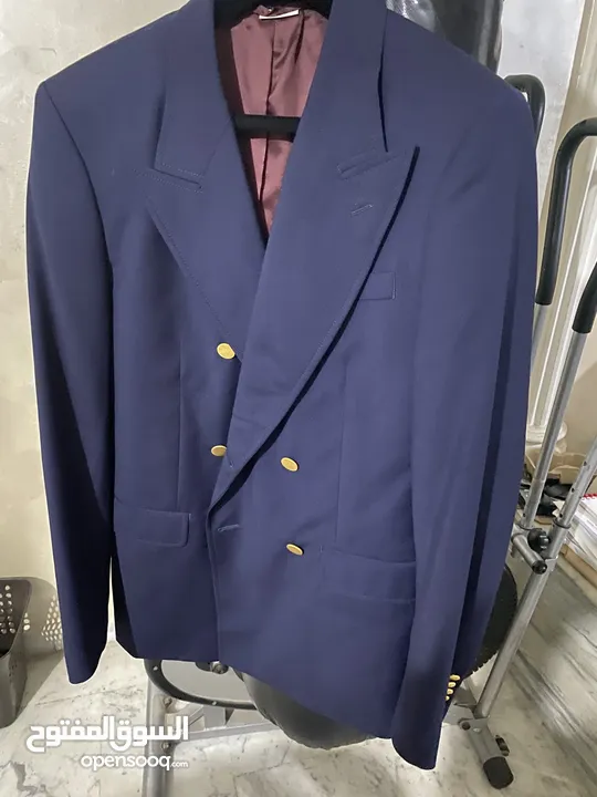 GUCCI Size 50 Uniform Navy Blue Double Breasted Blazer Gold Buttons Men’s Wool