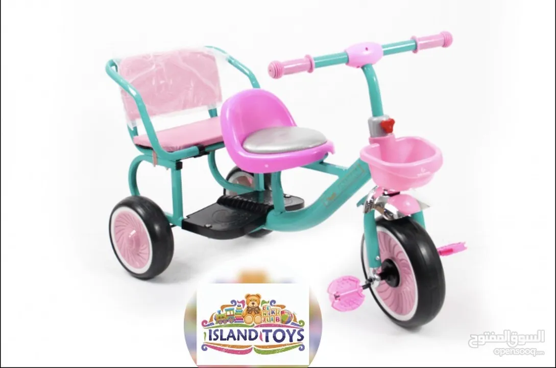 عرض خاص على الدراجة المقعدين الثلاثية للاطفال مع كراسي اسفنجية مريحة وعدة اكسسوارات بسعر مميز