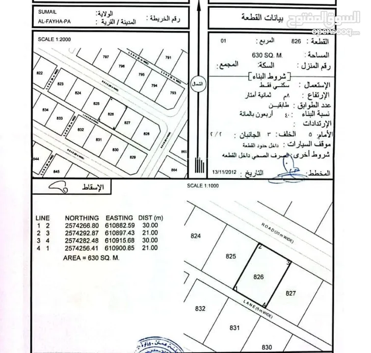 أرض سكنية للبيع في سمائل حي الفيحاء قريب الشارع والمسجد ب7500 فقط فرصة ذهبية للاستثمار او البناء