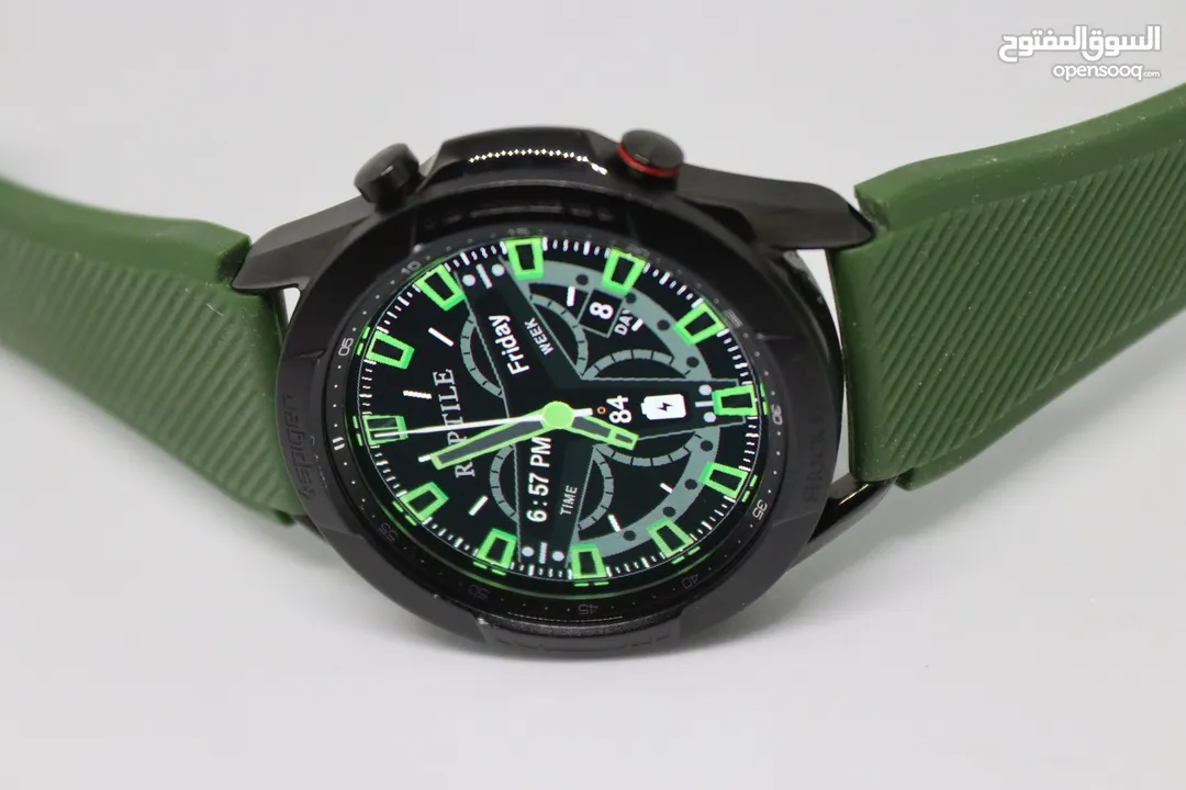 SAMSUNG GALAXY WATCH 3 SIZE 45MM WITH ARMY GREEN RUBBER BAND