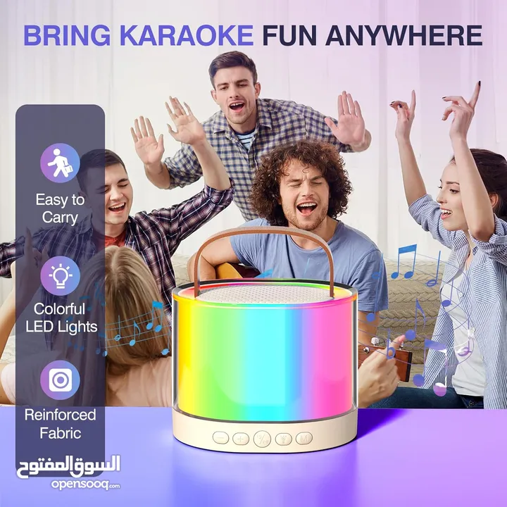 سماعة شحن صغيرة متنقل مع مايك عدد 2 نظام كاروكي للاطفال Karaoke Machine for Kids Adults K52
