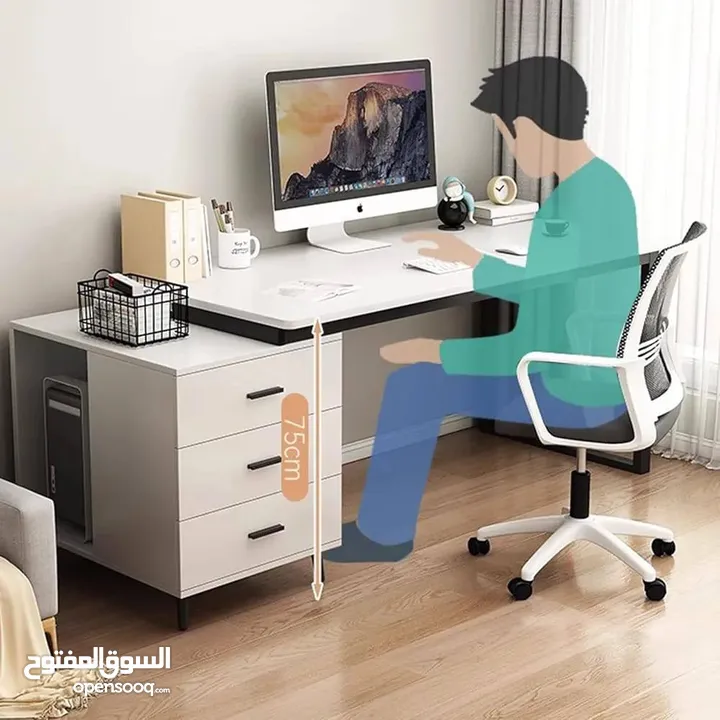 مكتب ابيض مع ادراج قابل للتمدد ha-32