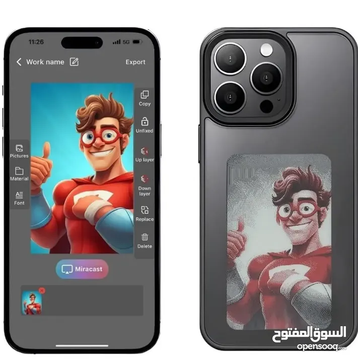 كفر ال Iphone السحري اللي فيه شاشة خلفية ولا ينقص الشحن والكفر من الجلد والبلاستيك القوي