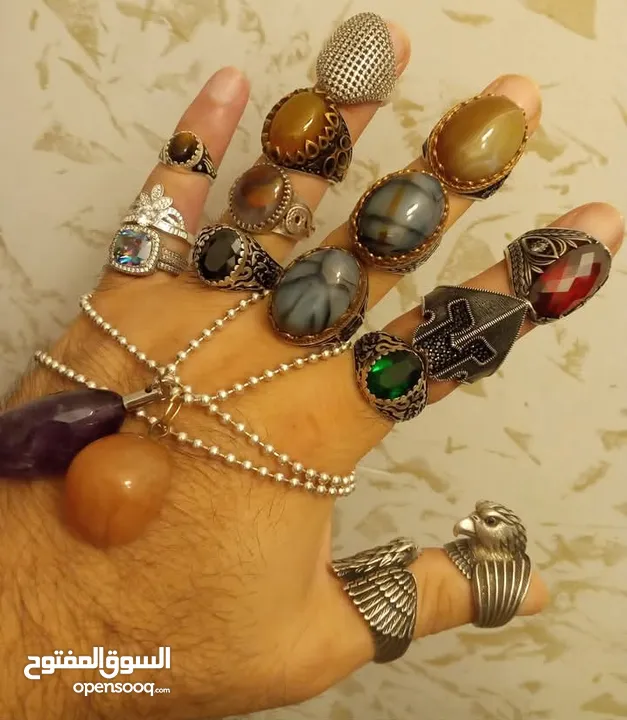 خواتم فضه مطعمه بالحجر الكريم