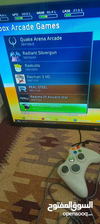 جهاز اكس بوكس 360 مهكر مع ايدتين مع أكثر من 150 لعبه مع جميع الكوابل الخاصه بالجهاز