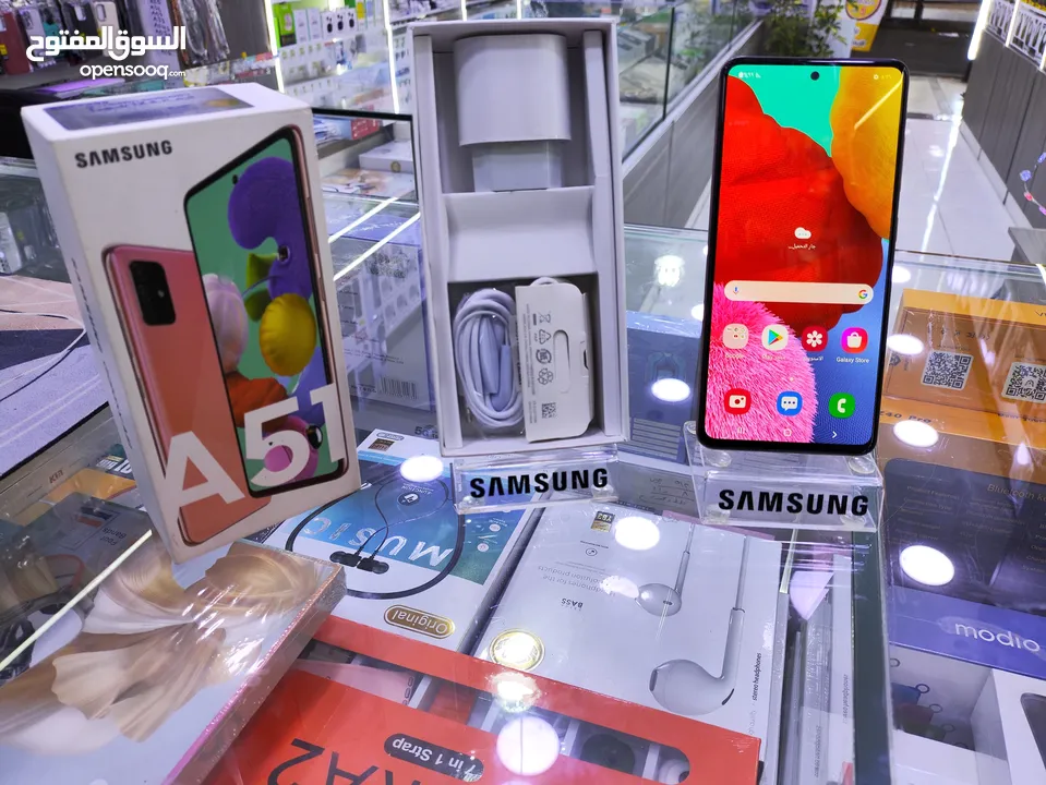 حبه وكالة Samsung A51 جيجا 128 رام 16 معه الكرتونه واغراضو متوفر توصيل