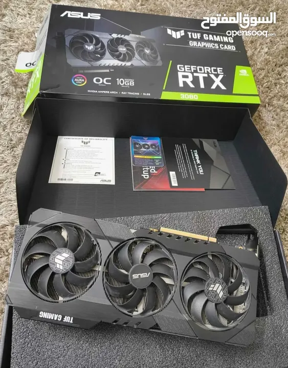 كرت شاشة من شركة اسوس عالية الجودة rtx 3080  من اقوى النسخ من كروت نفيديا  نسخة عالية القوة و الجودة