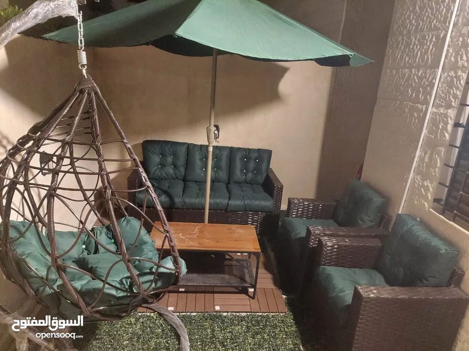 طقم رتان طقم ترس خارجي طقم كنب طقم خيزران طقم رتان بلاستك عضم خمس مقاعد+طاولة وسط