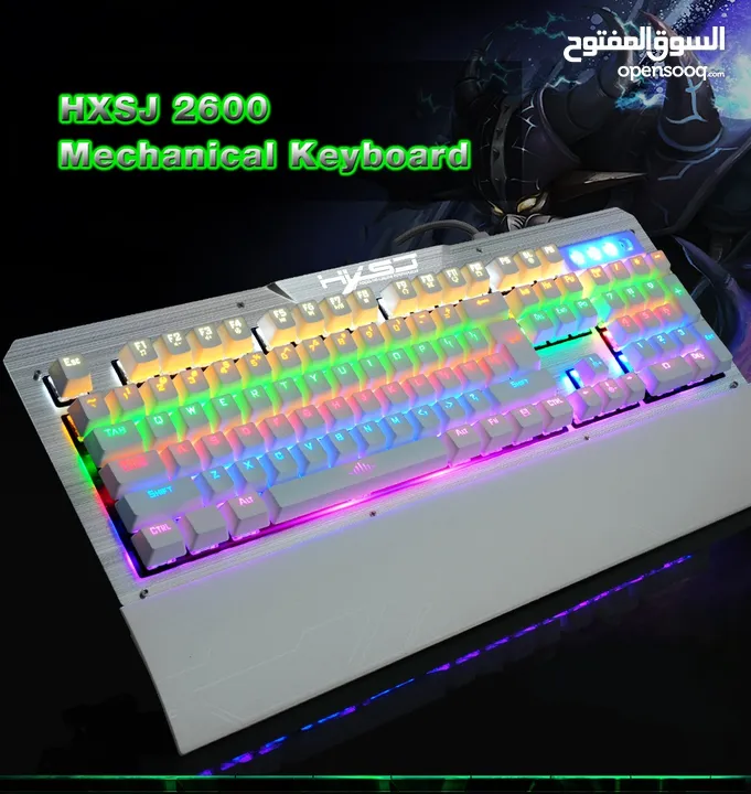 كيبورد جيمنج سلكي ميكانيكي ملون 2600 RGB MECHANICAL GAMING KEYBOARD BLUE SWITCH