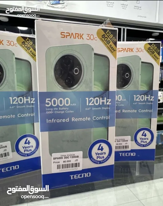 جهاز جديد بالكرتونة Spark 30c رام 8 جيجا 128 و 256 مكفول سنة متوفر توصيل