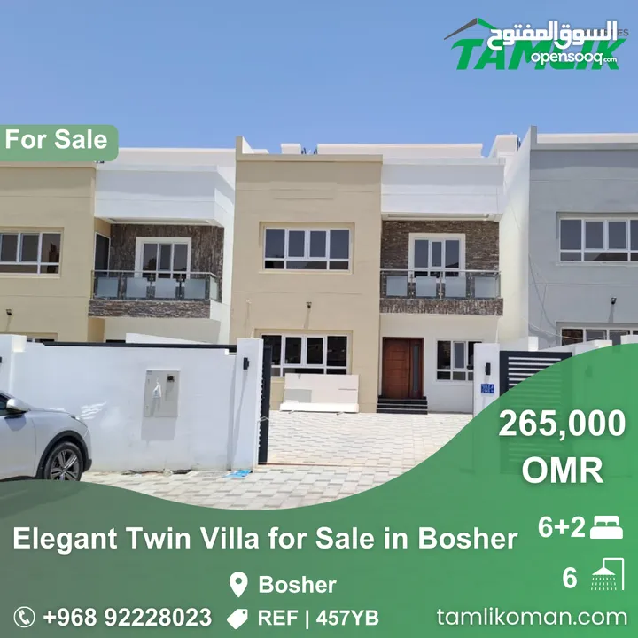 Elegant Twin Villa for Sale in Bosher  REF 457YB