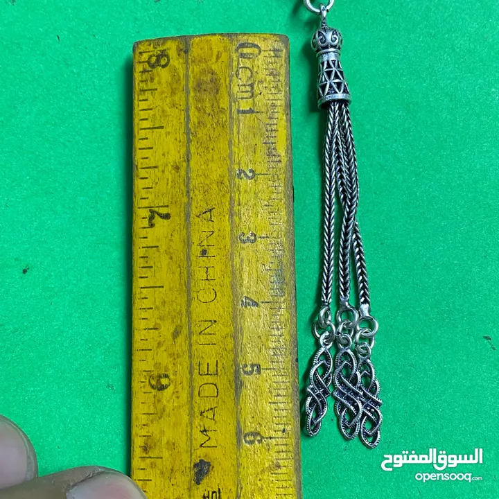 مسبحة يسر 100 حبة 7 ملي- black coral prayer beads 100 beads - شرشوبة فضة 925