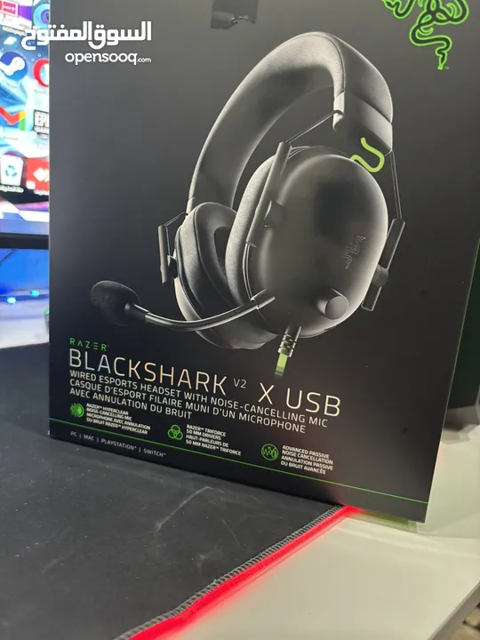 سماعة ريزر بلاك شارك V2x  Razer black shark v2x حالة السماعة ممتازة استعمال اقل من شهرين