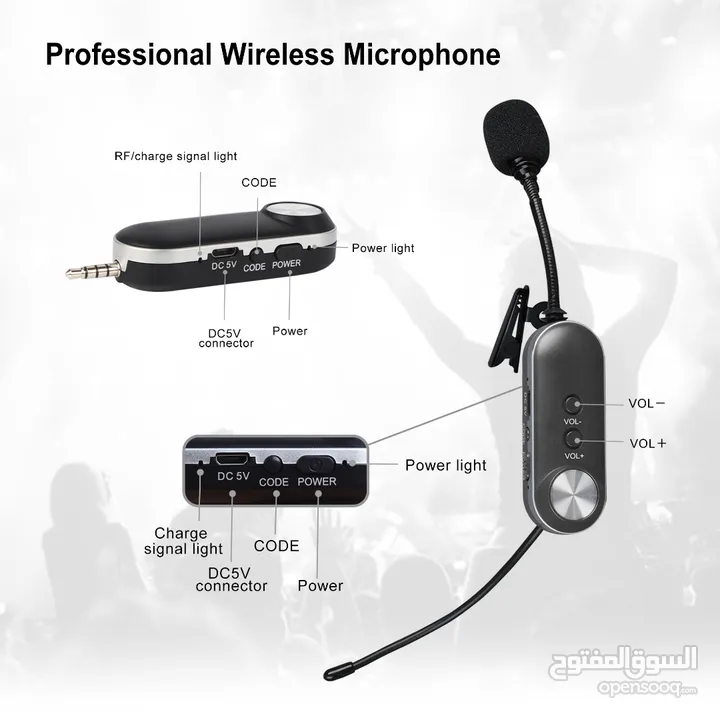 T-3 Lapel Mmicrophone Lavalier Microphone ميكرفون عنق لاسلكي