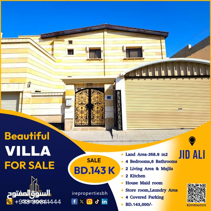 Beautiful Luxury Villa for SALE in Jid Ali, near Tubli  BD.143,000/-