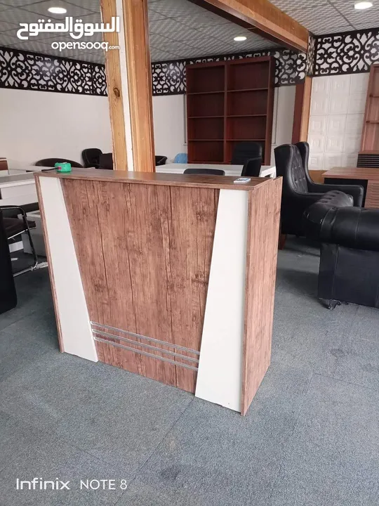 كاونتر استقبال مميز قياس 120سم  توصيل وتركيب مجاني داخل عمان والزرقاء لامينيت للأثاث المكتبي