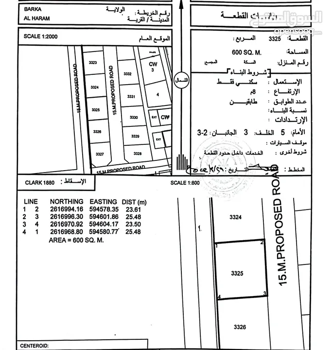 اجمل اراضي الهرم (عرضية) بواجهة 25متر