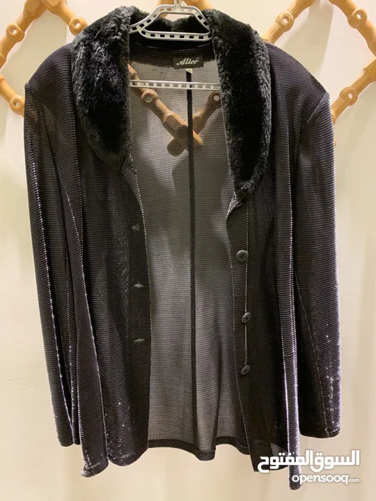 LEATHER COAT with FUR, S and other jackets