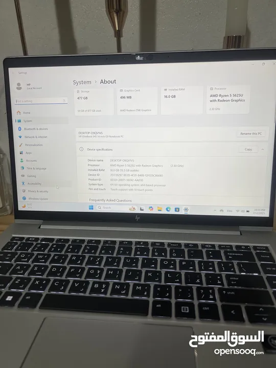 لابتوب HP مستعمل وبحالة الجديد مكفول سنة