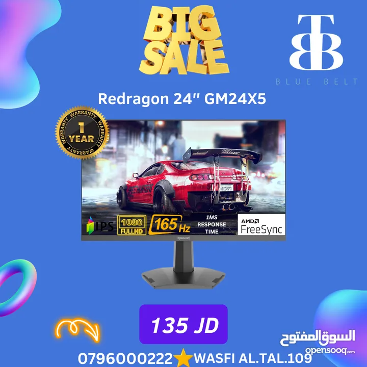 REDRAGON GM24X5IPS شاشة جيمنق جديدة 165 هيرتز