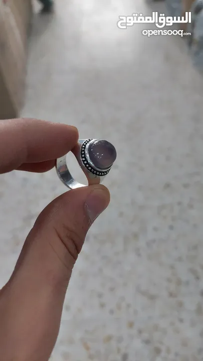 خاتم فضه زند عريض حجر جيميشت بلونين نهدي وأسود ختم 925 وختم الصايغ                           ..