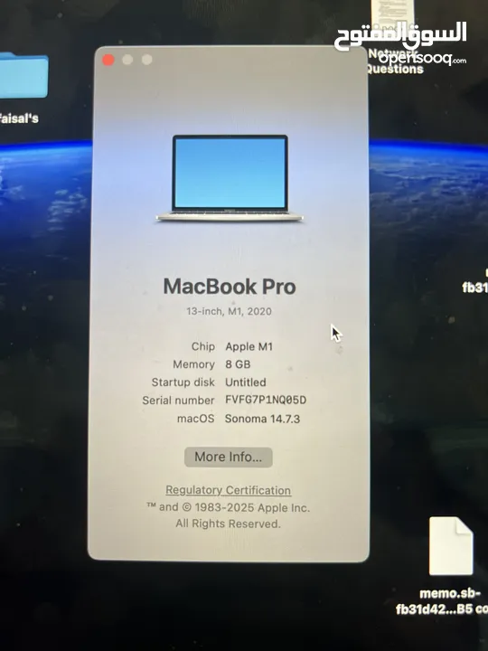 MacBook pro M1 2020 للبيع بحالة جيدة جداً مستعمل للدراسة مساحته 245