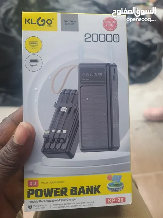 شاحن بور بانك شمسي و كهرباء بطاريه 20000 مللي امبير شحن تلفون خلوي طاقه شمسيه اضائه power Bank