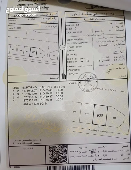 أرض سكنية للبيع ولاية صلالة مخطط ( عدونب ( ج )