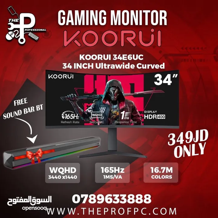 شاشه جيمنج منحنيه Koorui 34e6uc 34inch