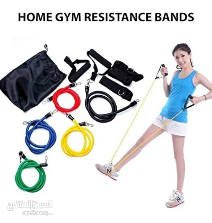 مجموعة من أحزمة المقاومة، والمعروفة أيضًا بـ “Power Resistance Bands”