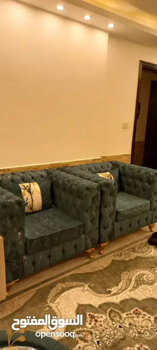 طقم كنب خشب سويد سفنج ضغط ( طقم خليجي ) 7 مقاعد