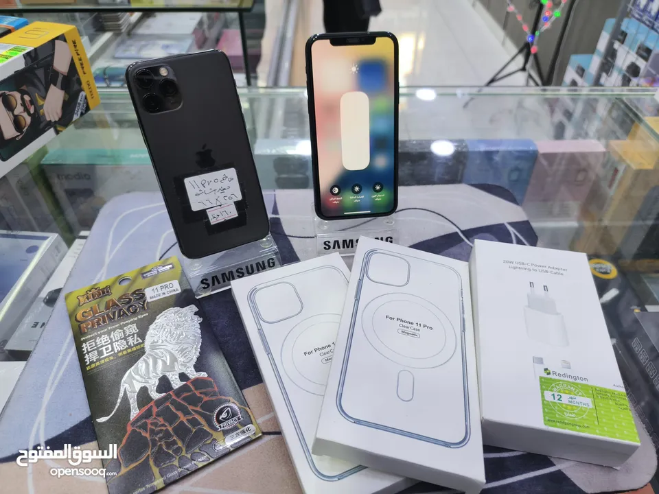 تفاح وصل iphone 11 pro جيجا 256 مغير فقط شاشة اصلية معه بكج هدية متوفر توصيل
