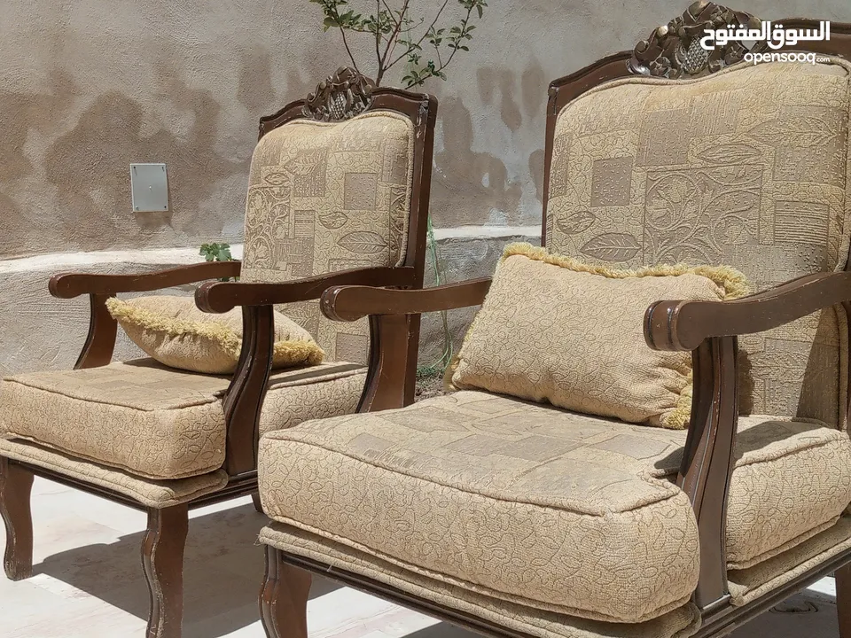 طقم كنب 7 مقاعد خشب